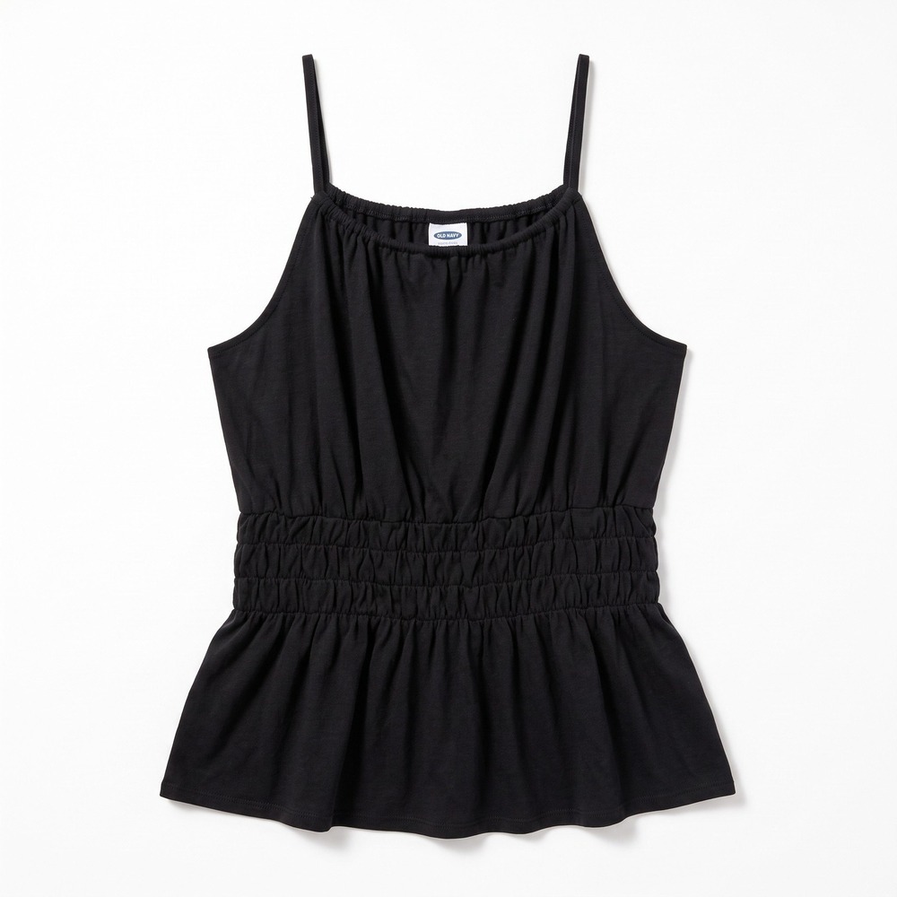 Old Navy M Black Smocked Peplum Cami Womens Top Boho Cottagecore